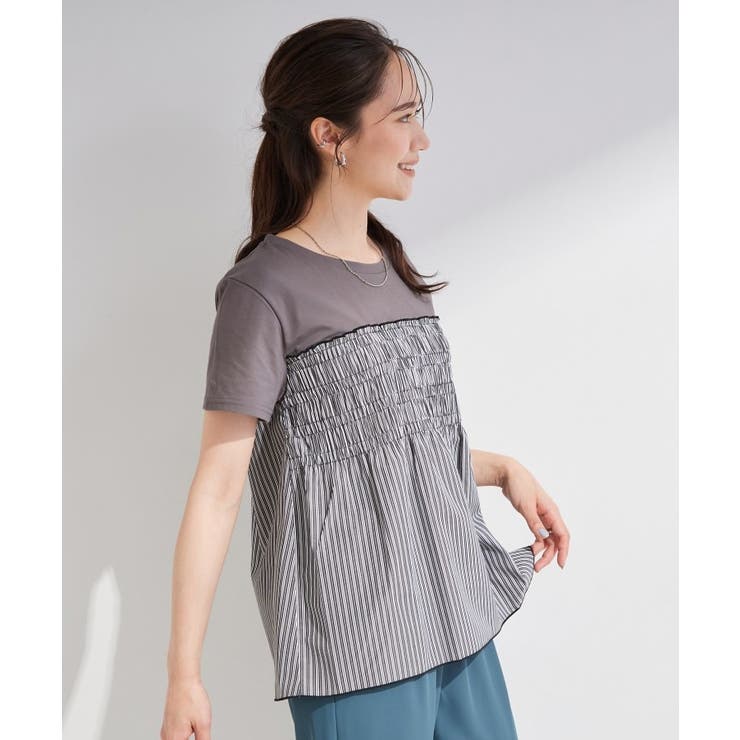 【S-LL/洗濯機可】着るだけサマ見え 柄アソートビスチェ風ドッキングTシャツ | SHOO・LA・RUE | 詳細画像14 