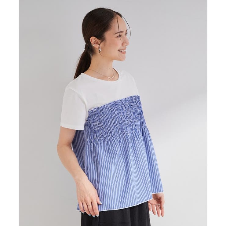 【S-LL/洗濯機可】着るだけサマ見え 柄アソートビスチェ風ドッキングTシャツ | SHOO・LA・RUE | 詳細画像18 