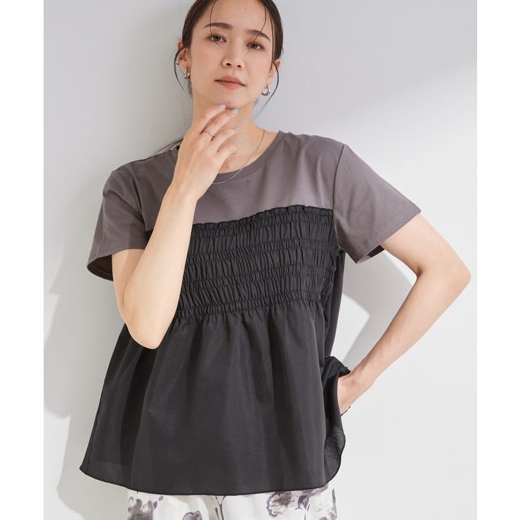 ブラック(019) | 【S-LL/洗濯機可】着るだけサマ見え 柄アソートビスチェ風ドッキングTシャツ | SHOO・LA・RUE
