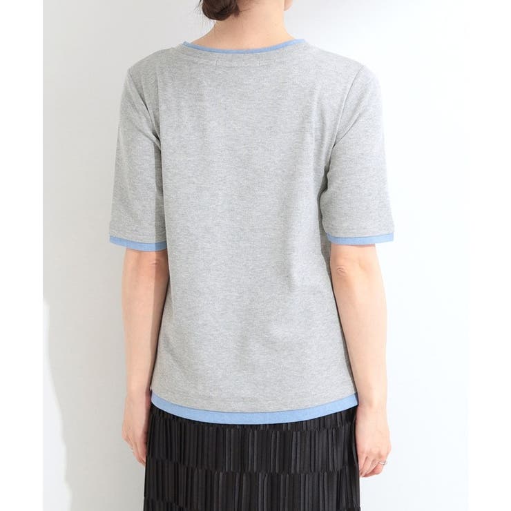 【S-LL/洗濯機可】二の腕隠れる 配色レイヤード風 5分袖Tシャツ | SHOO・LA・RUE | 詳細画像15 