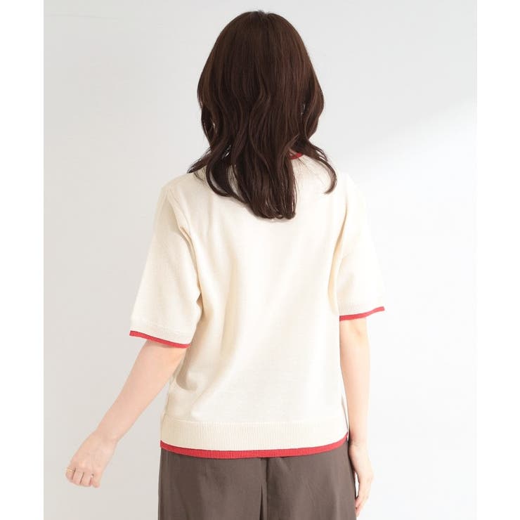 【二の腕隠れる/コットン混】配色使いで差がつく 洗える五分袖ニット | SHOO・LA・RUE | 詳細画像2 