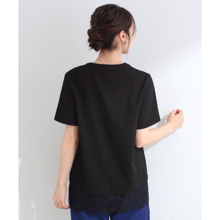 【S-LL/洗濯機可】軽凛(かろりん)ひんやり スキッパー裾レースブラウス | SHOO・LA・RUE | 詳細画像4 