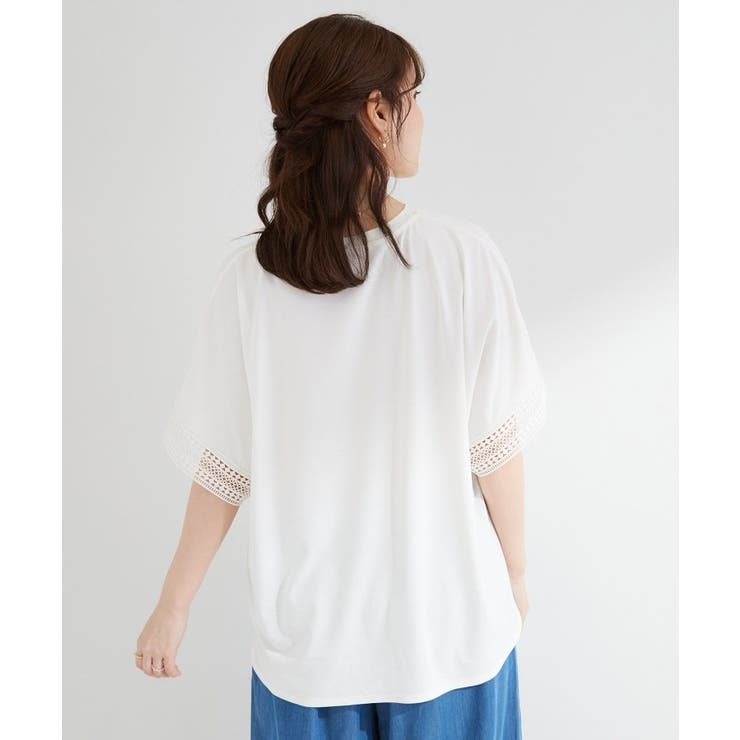 【ひんやり/UV】お袖レースが上品 ゆったりとろみトップス | SHOO・LA・RUE | 詳細画像2 