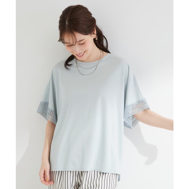 【ひんやり/UV】お袖レースが上品 ゆったりとろみトップス | SHOO・LA・RUE | 詳細画像17 
