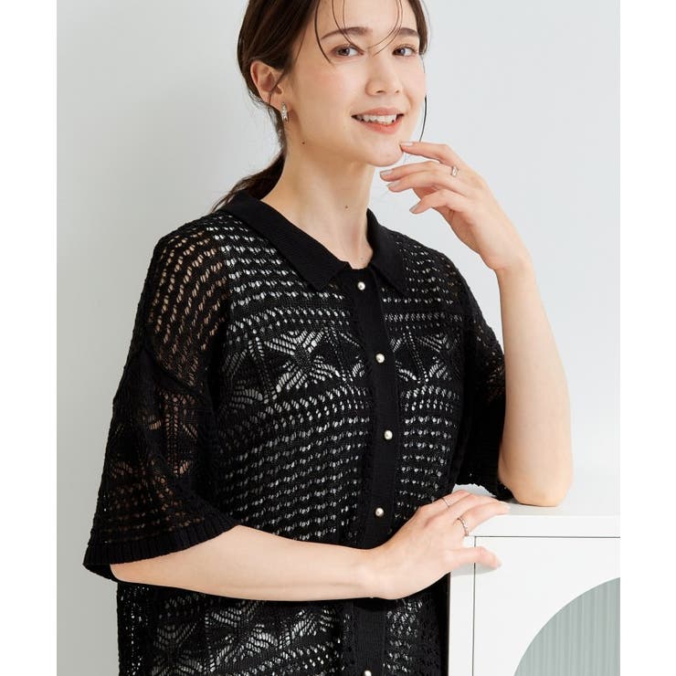 ブラック(019) | レースニットカーディガン | SHOO・LA・RUE