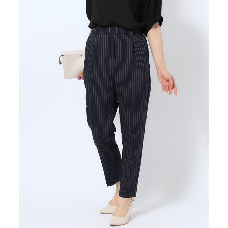 ネイビー(394) | 【洗える/SS-3L】すっきりキレイにかっこよく 大人のテーパードパンツ | SHOO・LA・RUE