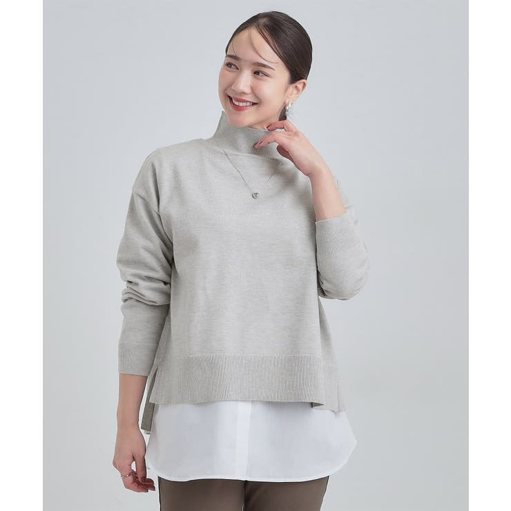 【2点セット/S-LL】時短で決まる もちもちニット＆裾シャツインナー | SHOO・LA・RUE | 詳細画像1 