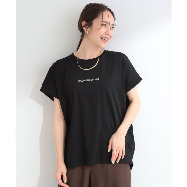 【汗じみ防止/ひんやり/S-LL】インせず着られる 刺繍ロゴTシャツ | SHOO・LA・RUE | 詳細画像17 