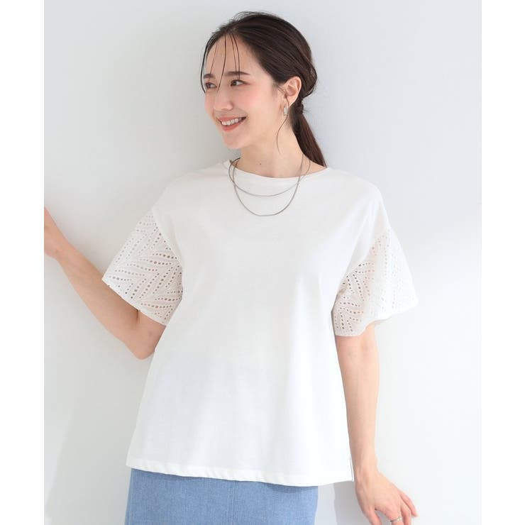 【汗じみ防止/ひんやり/S-LL】お袖フレアレースTシャツ | SHOO・LA・RUE | 詳細画像1 