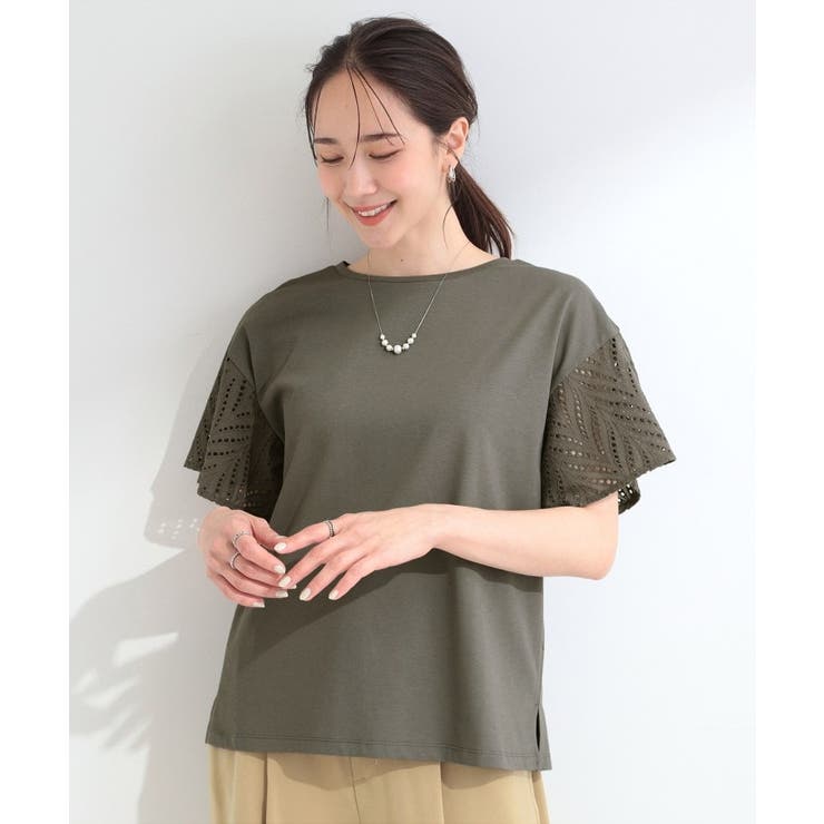 【汗じみ防止/ひんやり/S-LL】お袖フレアレースTシャツ | SHOO・LA・RUE | 詳細画像5 