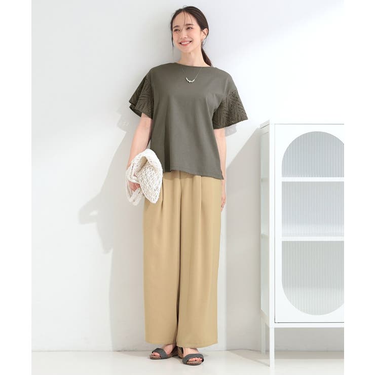 【汗じみ防止/ひんやり/S-LL】お袖フレアレースTシャツ | SHOO・LA・RUE | 詳細画像7 