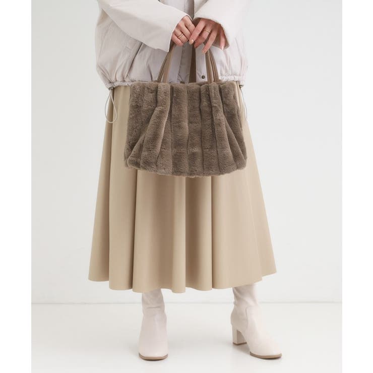 モカブラウン(042) | 【高レビュー/2WAY】きれい見えで上品な ストライプファートートバッグ | SHOO・LA・RUE