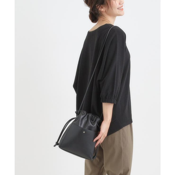 ブラック(019) | スクエア巾着ショルダーバッグ | SHOO・LA・RUE