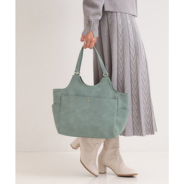 ブルー(092) | スエード調8ポケットトートバッグ | SHOO・LA・RUE