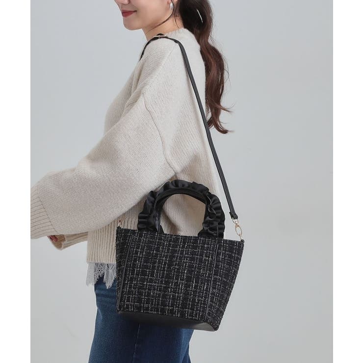 フリルハンドルツイードトートバッグ | SHOO・LA・RUE | 詳細画像1 