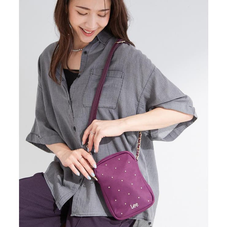 パープル(881) | 【Lee別注／撥水】スタッズミニショルダーバッグ | SHOO・LA・RUE