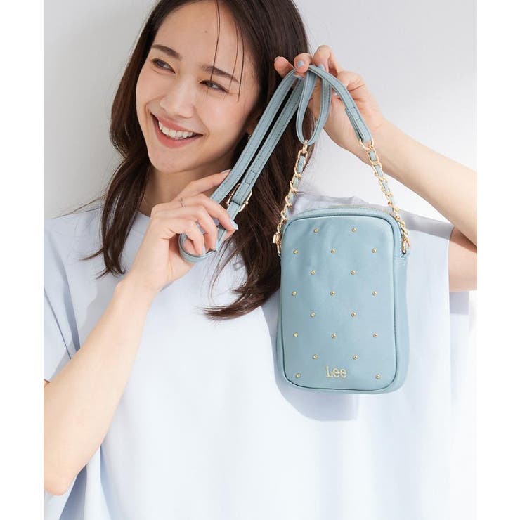 サックスブルー(890) | 【Lee別注／撥水】スタッズミニショルダーバッグ | SHOO・LA・RUE
