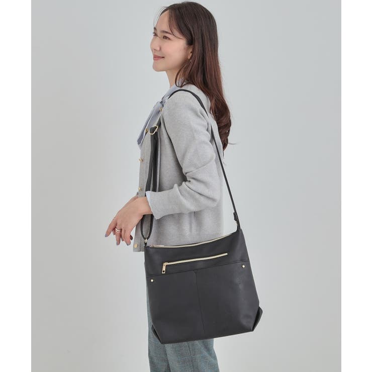 ブラック(019) | フロントWポケットショルダーバッグ | SHOO・LA・RUE