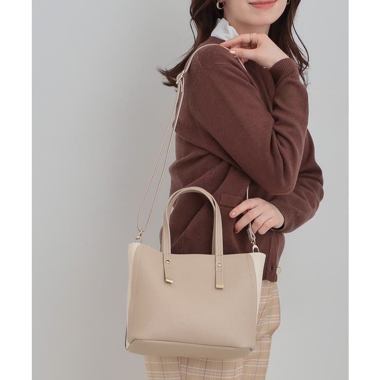 【軽量/2WAY】ハンドル金具 配色トートバッグ | SHOO・LA・RUE | 詳細画像9 