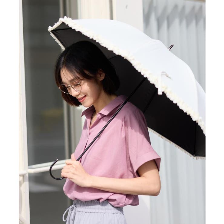 【晴雨兼用】ヒートカットフリル長傘【because】 | SHOO・LA・RUE | 詳細画像1 