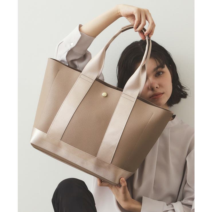【18％OFF】 A4サイズ対応】シュリンク合皮コンビビッグトートバッグ[品番 バッグ