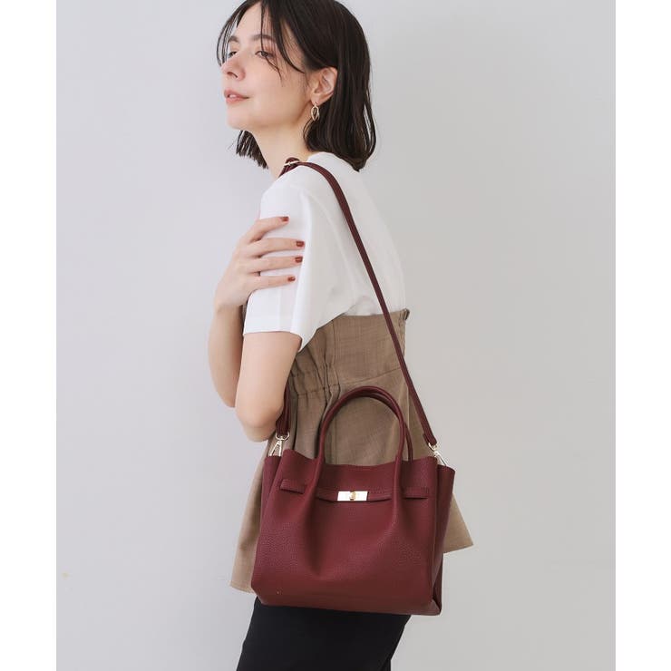 ボルドー(164) | 【軽量/2WAY/通勤対応】フロントベルトデザインミドルトートバッグ | OPAQUE.CLIP