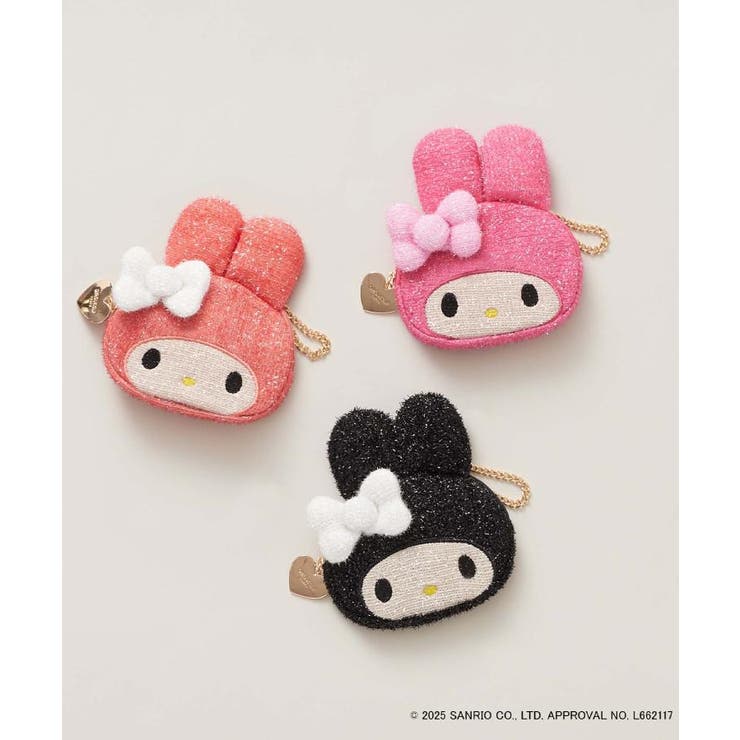 ポーチ 「マイメロディ」たれ耳フェイス型キラキラシェルポーチ