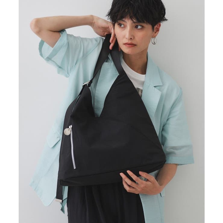 ブラック(019) | 【A4サイズ対応／長さ調整可能】ダブルトライアングルデザインショルダーバッグ | OPAQUE.CLIP