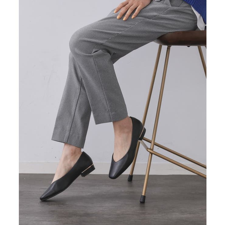 ブラック(019) | 【抗菌防臭加工/生活防水】メタルパーツVフラットパンプス | OPAQUE.CLIP