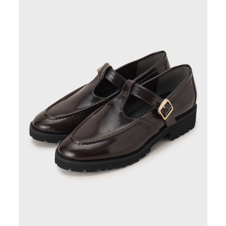 ブラウン(044) | 【軽量】Tストラップローファーシューズ | OPAQUE.CLIP