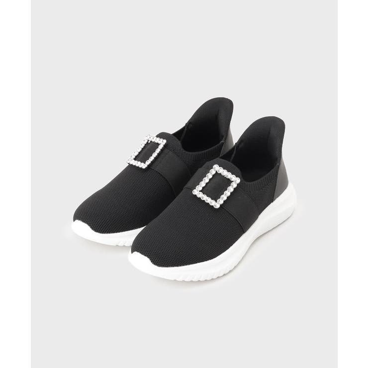 ブラック(019) | 【軽量】ビジュー付きニットスニーカー | OPAQUE.CLIP