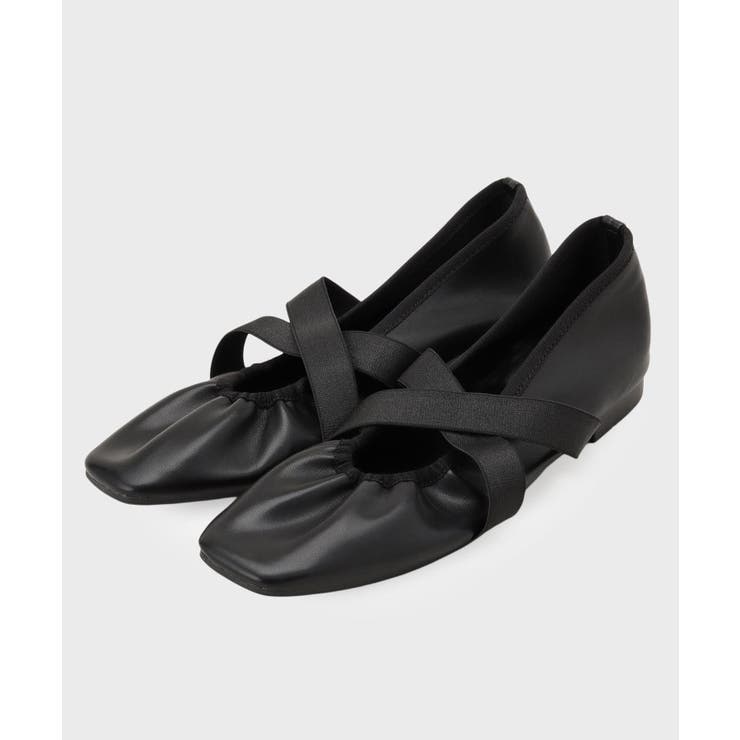 ブラック(019) | クロスゴムデザインバレエシューズ | OPAQUE.CLIP