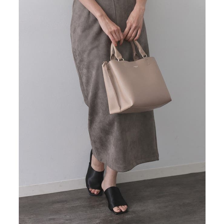 【2WAY/人間工学】ソフトシュリンク合皮ミドルサイズトートバッグ | OPAQUE.CLIP | 詳細画像5 