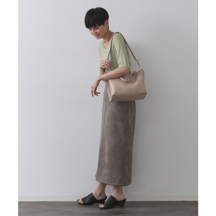 【2WAY/人間工学】ソフトシュリンク合皮ミドルサイズトートバッグ | OPAQUE.CLIP | 詳細画像6 