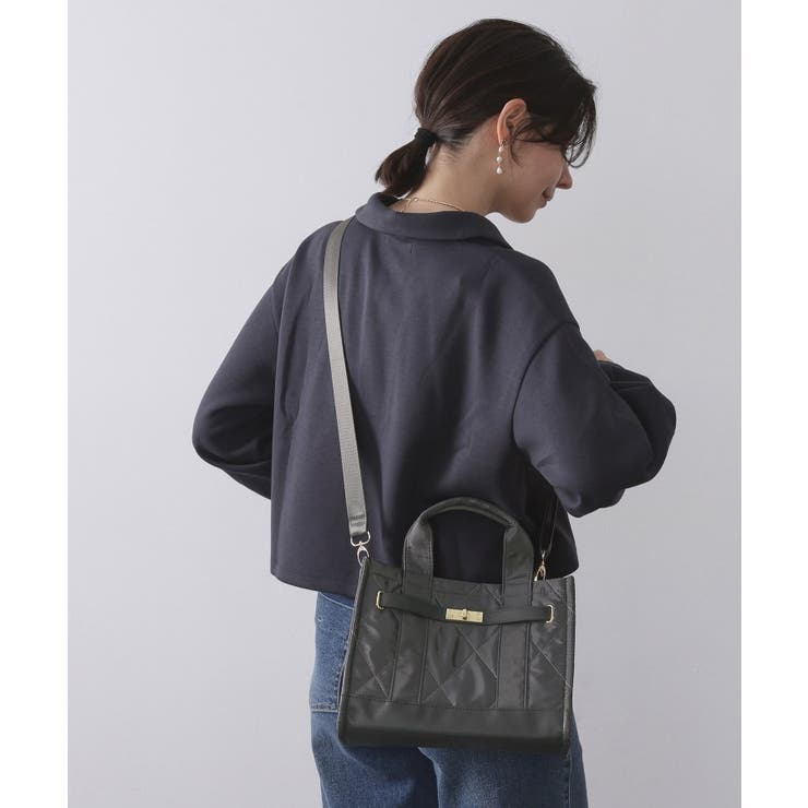 チャコールグレー(014) | 【2WAY】ダイヤキルティングスクエアミドルショルダーバッグ | OPAQUE.CLIP