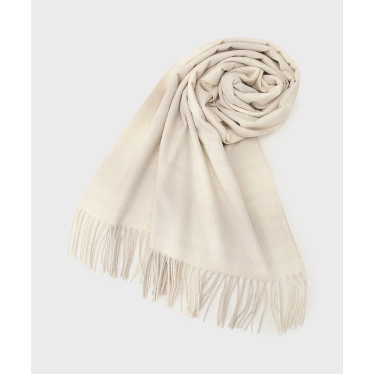 アイボリー(004) | オンブレチェック大判ストール | OPAQUE.CLIP