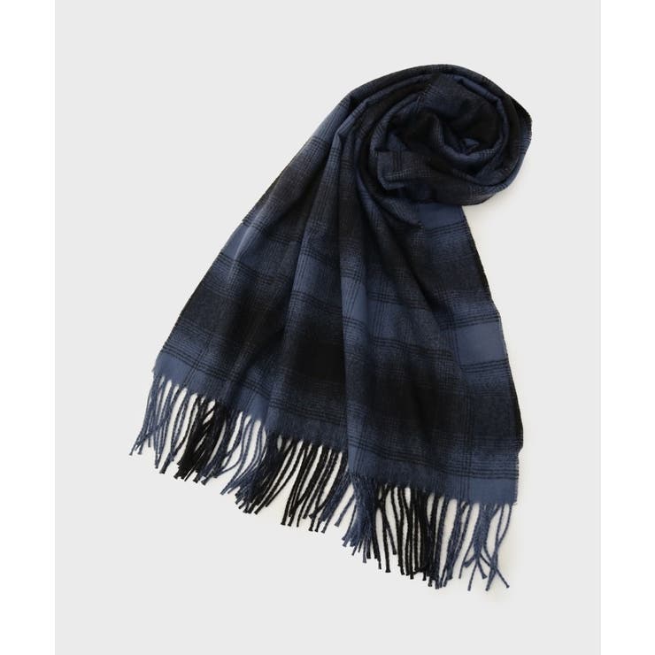 ブルー(893) | オンブレチェック大判ストール | OPAQUE.CLIP