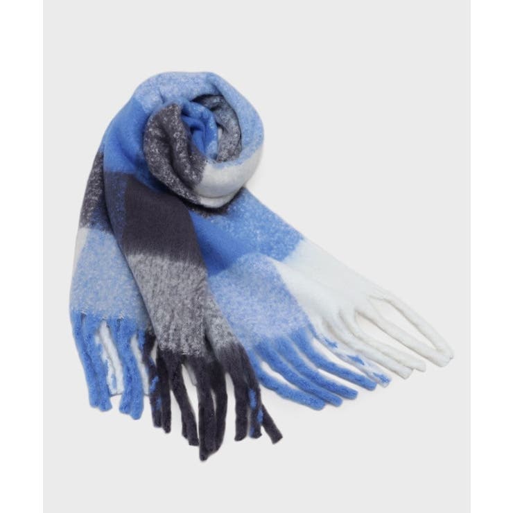 ブルー(292) | マルチカラーチェックボリュームストール | OPAQUE.CLIP