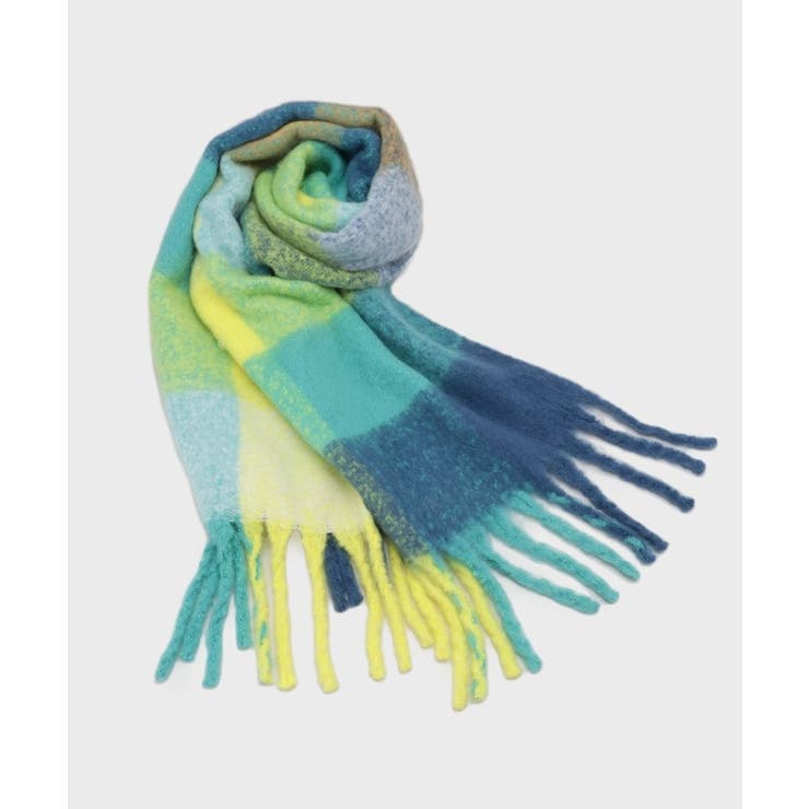 グリーン(822) | マルチカラーチェックボリュームストール | OPAQUE.CLIP