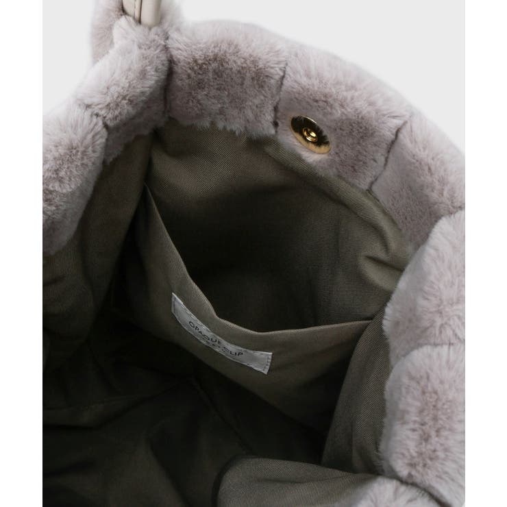 【A4サイズ対応／マチ付き】ストライプフェイクファートートバッグ | OPAQUE.CLIP | 詳細画像34 