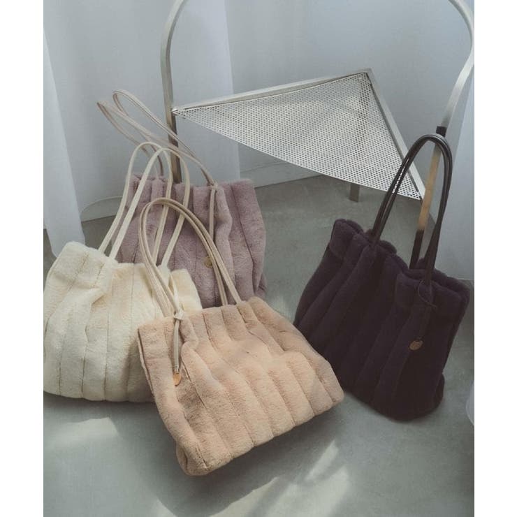 【A4サイズ対応／マチ付き】ストライプフェイクファートートバッグ | OPAQUE.CLIP | 詳細画像1 