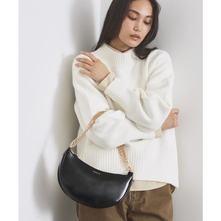 【2WAY】オイル調合皮チェーンハンドルムーンミドルバッグ | OPAQUE.CLIP | 詳細画像3