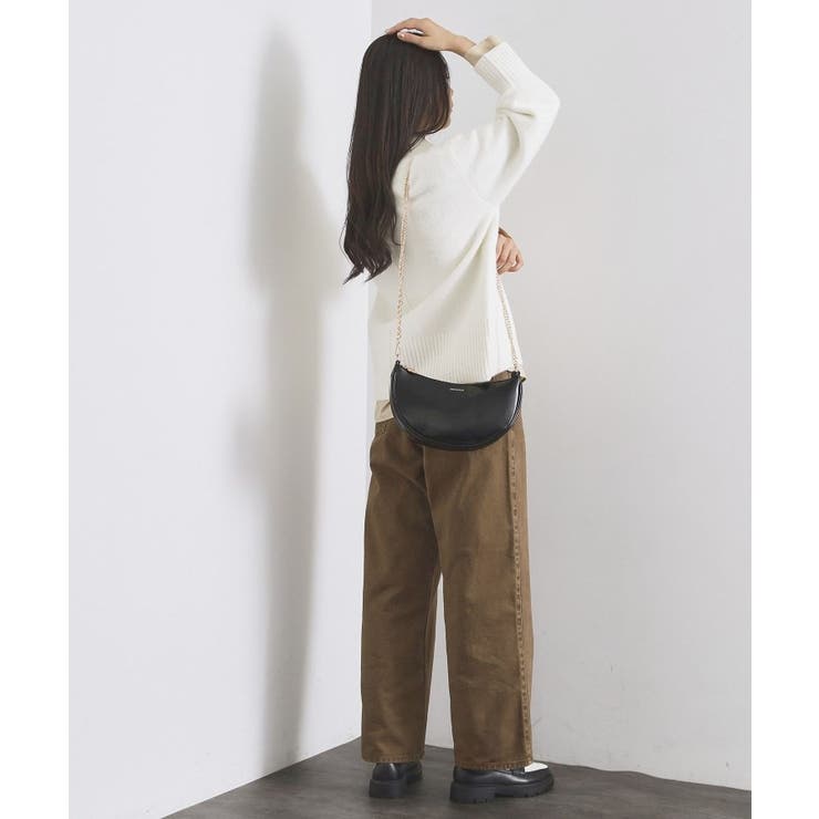 【2WAY】オイル調合皮チェーンハンドルムーンミドルバッグ | OPAQUE.CLIP | 詳細画像4