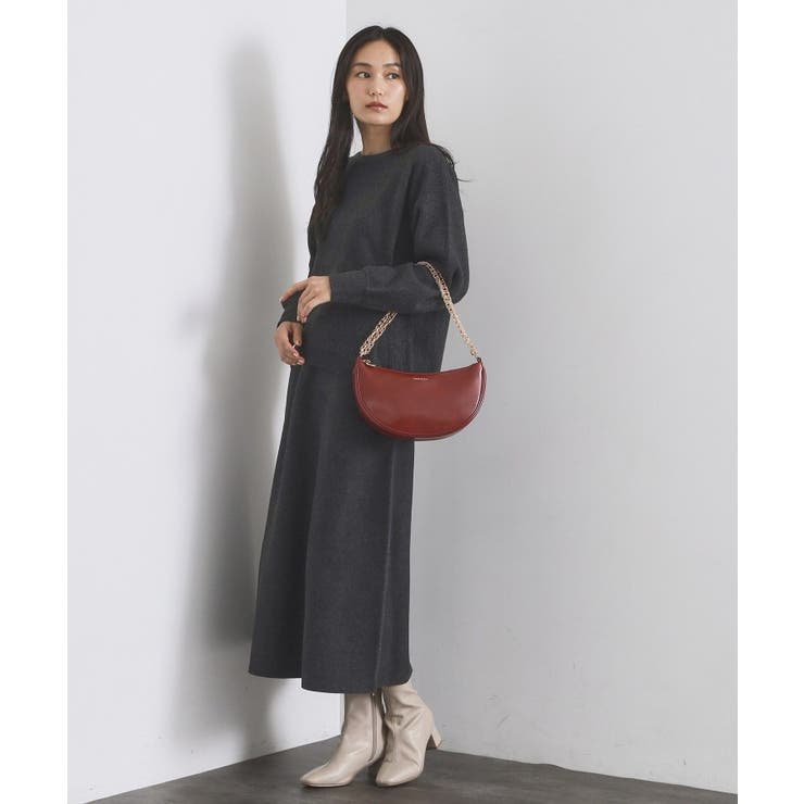 【2WAY】オイル調合皮チェーンハンドルムーンミドルバッグ | OPAQUE.CLIP | 詳細画像6