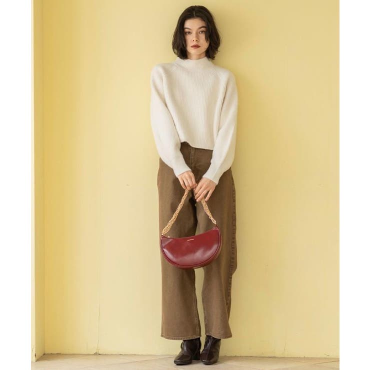 【2WAY】オイル調合皮チェーンハンドルムーンミドルバッグ | OPAQUE.CLIP | 詳細画像1 