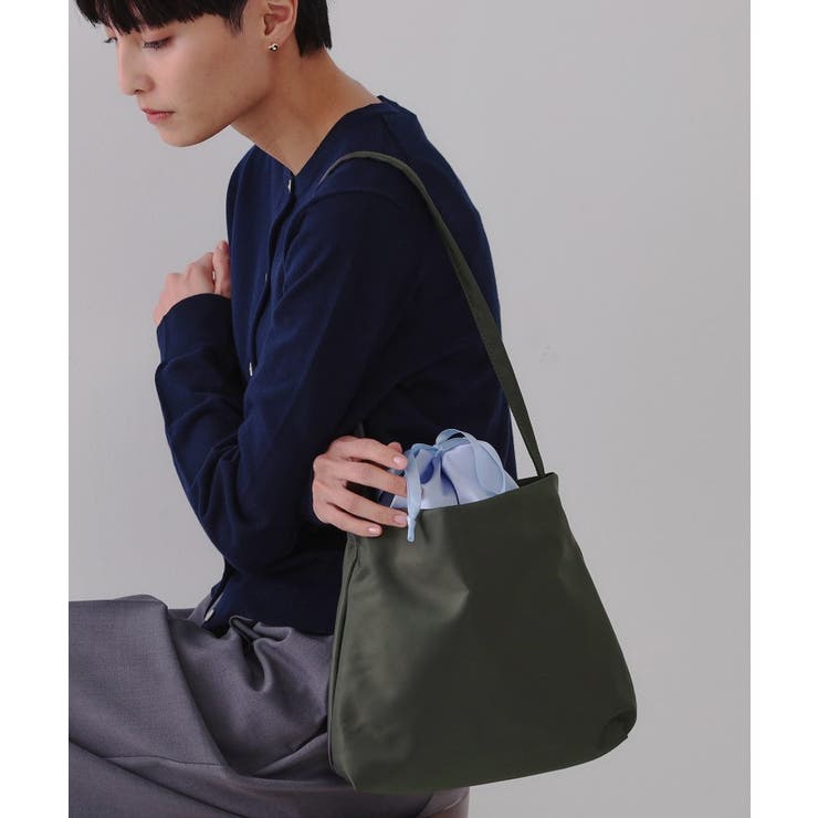 チャコールグレー(514) | サテンコンビ巾着ワンショルダーバッグ | OPAQUE.CLIP