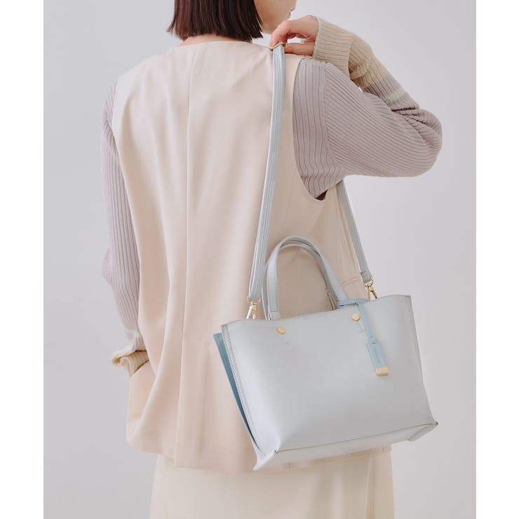 【2WAY】バイカラー3層ミドルトートバッグ | OPAQUE.CLIP | 詳細画像1 