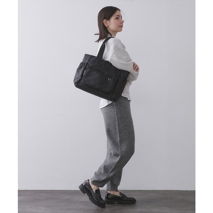 フロントポケット3層デザインBIGトートバッグ【マルチポケット】 | OPAQUE.CLIP | 詳細画像4 