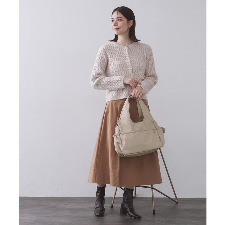 フロントポケット3層デザイントライアングルミドルトートバッグ【マルチポケット】 | OPAQUE.CLIP | 詳細画像6 