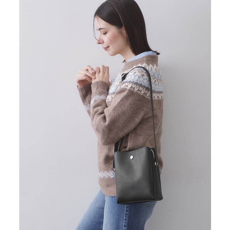 ブラック(019) | シュリンク合皮3層ミニショルダーバッグ【軽量／長さ調整可能】 | OPAQUE.CLIP